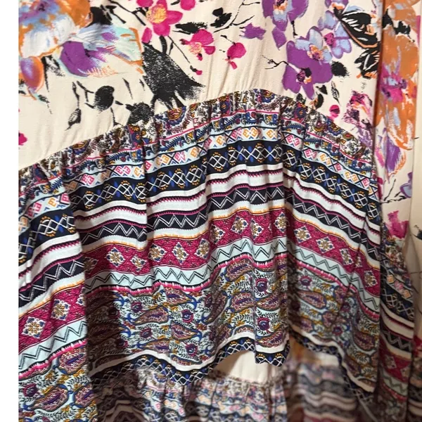 Umgee+ USA Women's Purple Orange Floral Mixed Print Bohemian-Style Dress Size 1X - Image 4