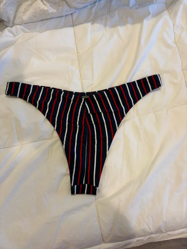 Hollister Red, White & Blue Striped Bikini Bottoms - Image 3
