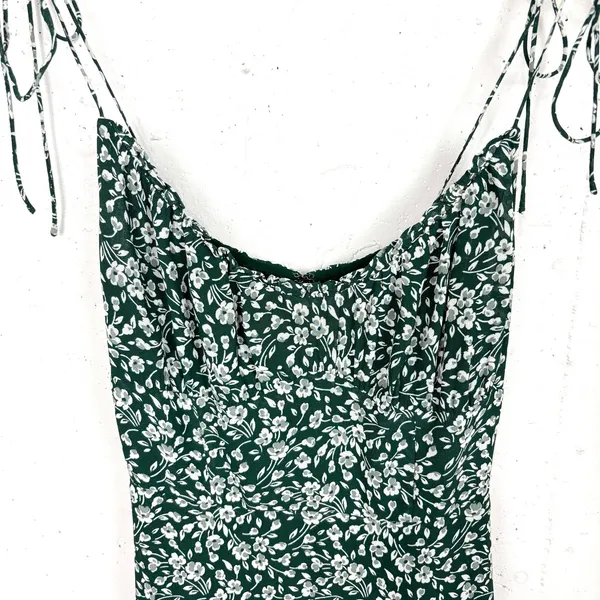 Reformation Esther Green Floral Mini Dress Ruffle Scoop Neck Adjustable Straps 0 - Image 8