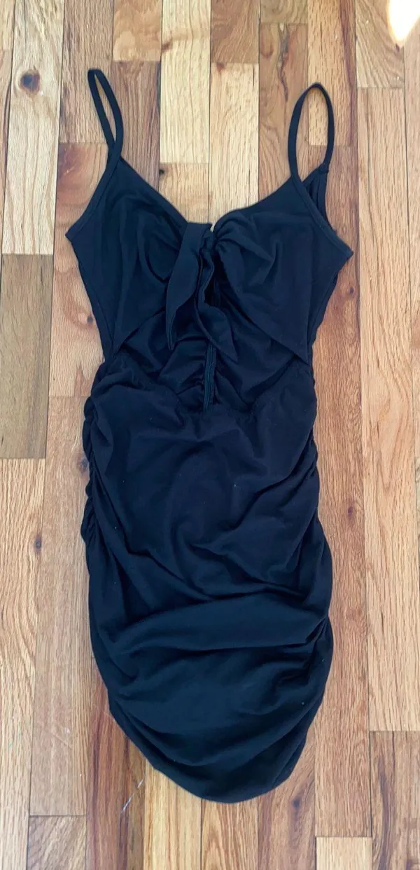 Black Body con Tie Front Dress - Image 2