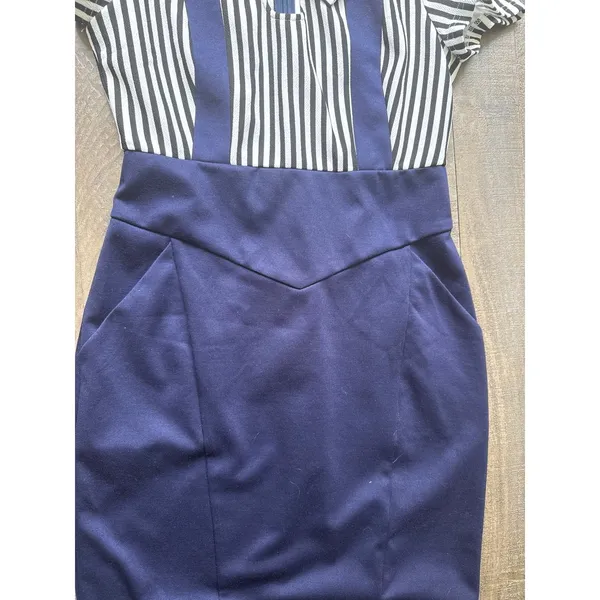 VFemage Women's black white strip navy blue vintage-style‎ sailor dress Size 12 - Image 8