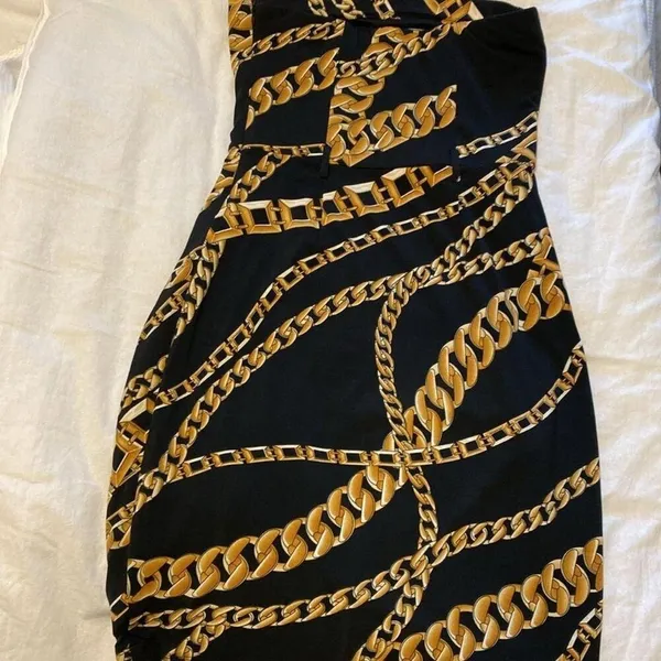 Miroa printed chain strapless dress Black Size M - Image 6