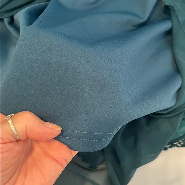 Altar'd State size small teal sleeveless lace and ruffles sheer A line dress EUC - Image 9