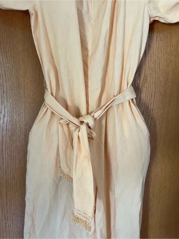 Free People Peach Off-Shoulder Tie-Waist Jumpsuit - Image 5