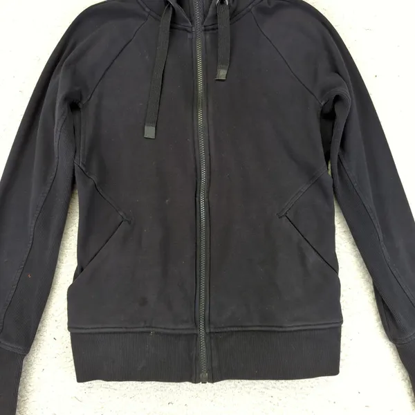 Athleta Triumph Hoodie Black Full Zip Sweatshirt Jacket Thumbholes‎ Size Small - Image 4
