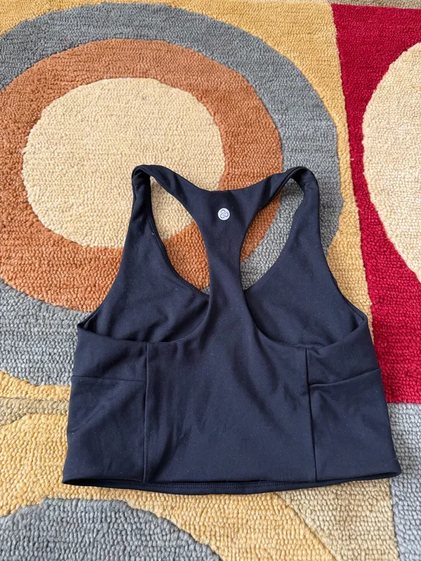 Zella by Nordstrom Black Long Line Sports Bra / Crop Tank Top Un-Padded Size XS - Image 2