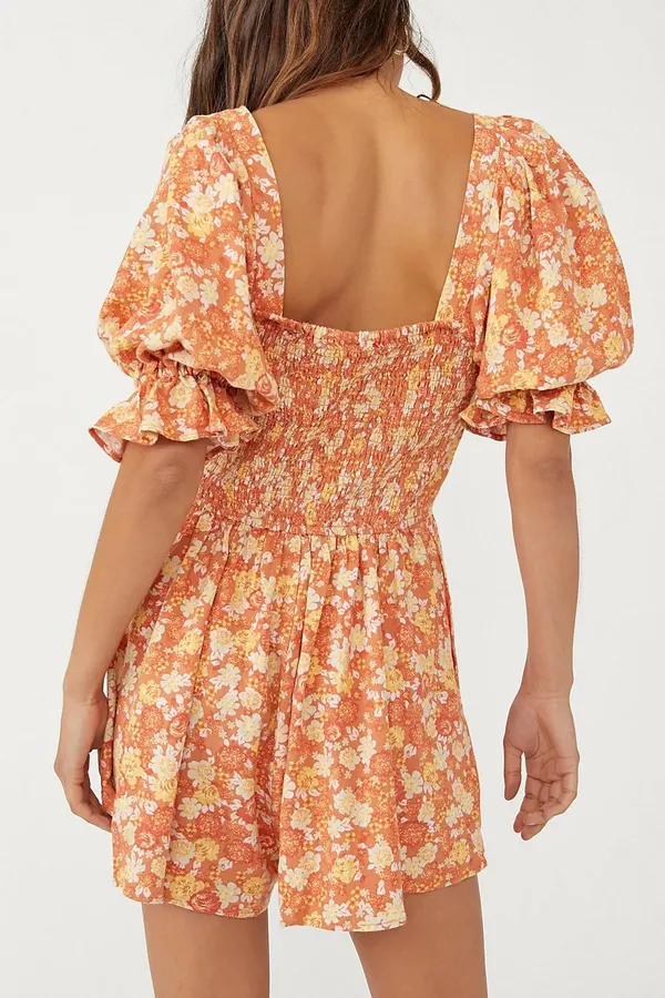 Free People Show Me Love Romper Boho Puff Sleeve - Image 3