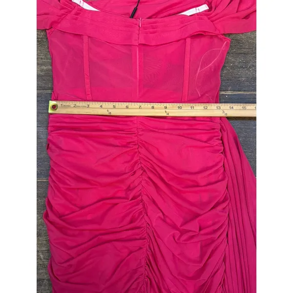 Hello Molly‎ FIT IN EVERYWHERE MINI DRESS PINK Size 8 Sheer Mesh Ruched Barbie - Image 9