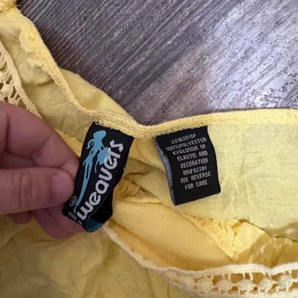 Y2K‎ Weavers Yellow Crochet Trim Cami Tank Top Boho Fairycore - Image 2