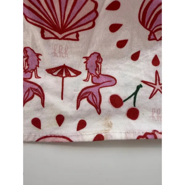 Hill House Home Mermaid Nap Dress Pink Red‎ Seashell Smocked Puff Sleeve Boho XS - Image 9
