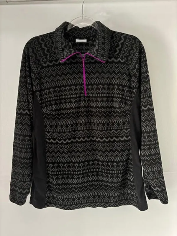 Columbia Womens XL Black Gray 1/4 Zip Pullover Performance Long Sleeve Active - Image 2