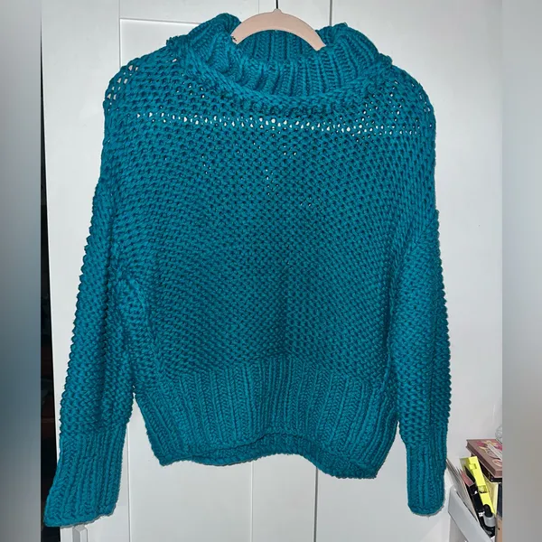 NWOT Free People My Only Sunshine Sweater Chunky Knit In Teal - Image 6