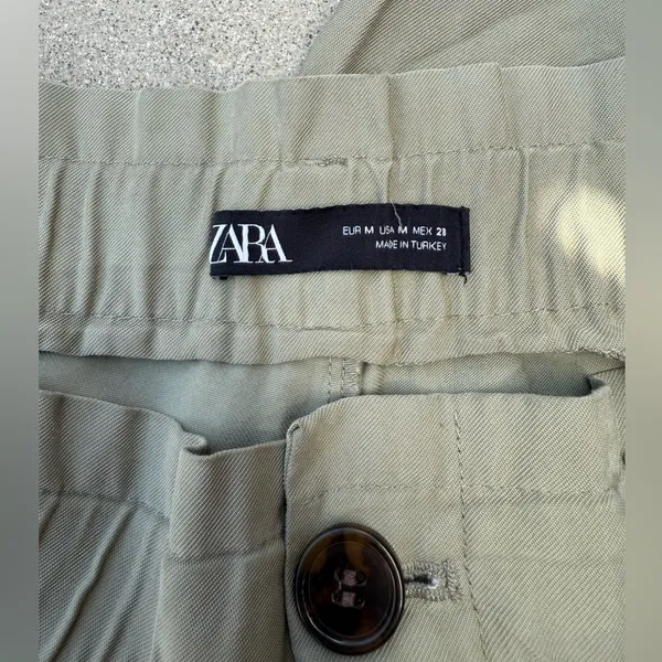 Zara Sage Green Cuffed Straight Leg Lightweight Pants Women’s Size Medium - Image 7
