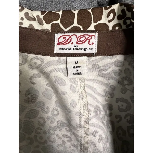 D.R. by David Rodriguez‎ Women Medium Mixed Animal Print 3/4 Sleeve Blazer Brown - Image 9