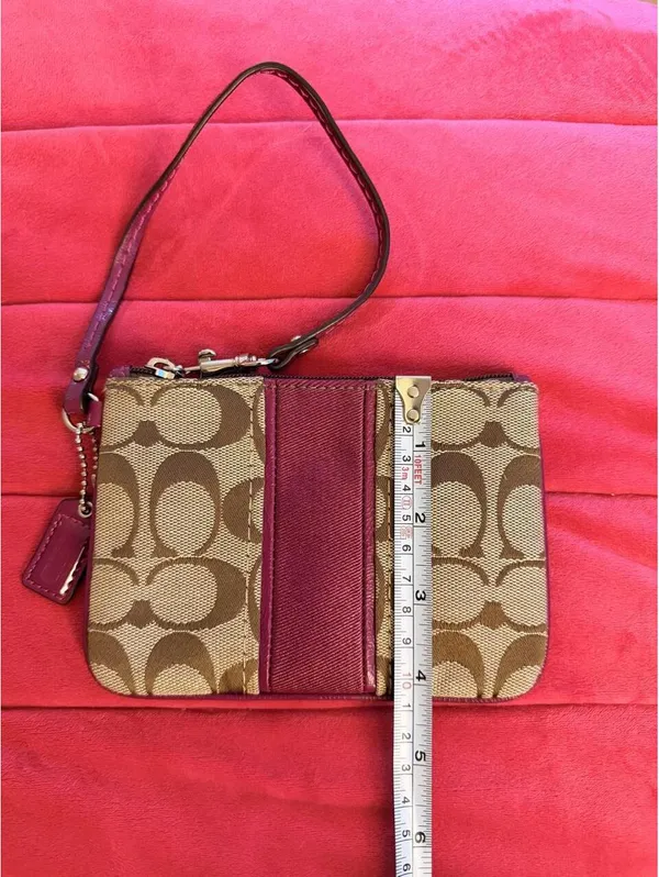 Vintage Coach Wristlet with Maroon Stripe - Image 5