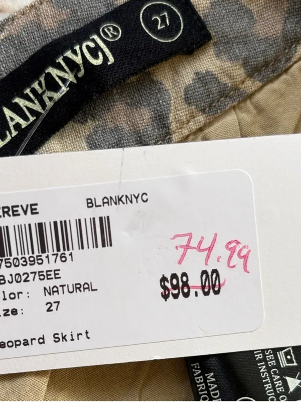 NWT Blank NYC Linen Blend Skirt Leopard Size 27 Retail $98.00 - Image 8