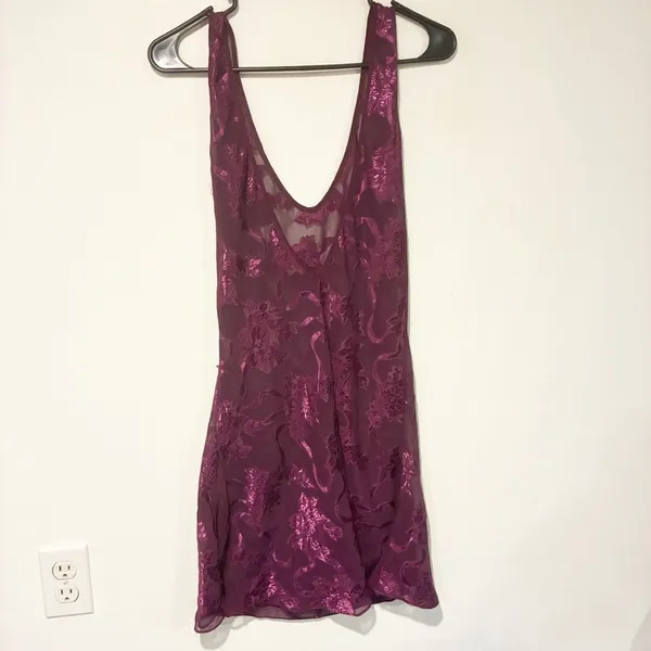 Vintage Victoria Secret Gold Label Purple Mini Dress‎ Lingerie Medium Chemise - Image 4