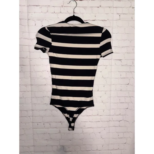 Abercrombie & Fitch Striped Short Sleeve Bodysuit Black White XS Tall‎ - Image 3