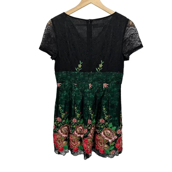 Red Lady Women Floral Lace Embroidery Mini Dress Size S Asian Tea Party Cocktail - Image 5