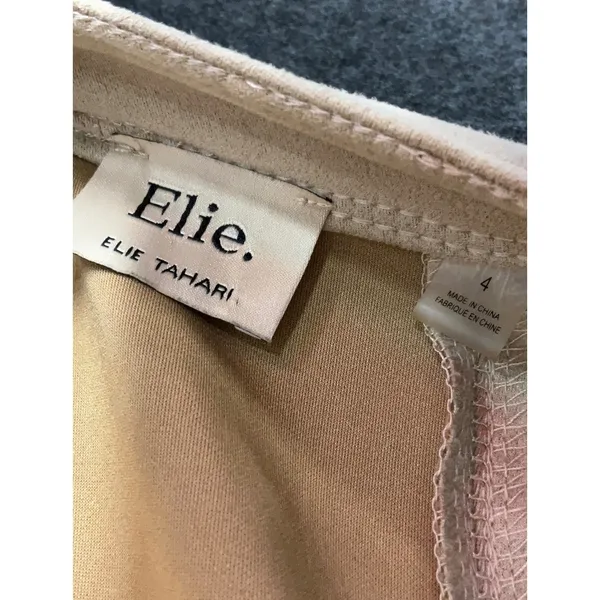 Elie Tahari Faux Suede Skirt Women 4 Tan Quiet Luxury Minimalist - Image 3