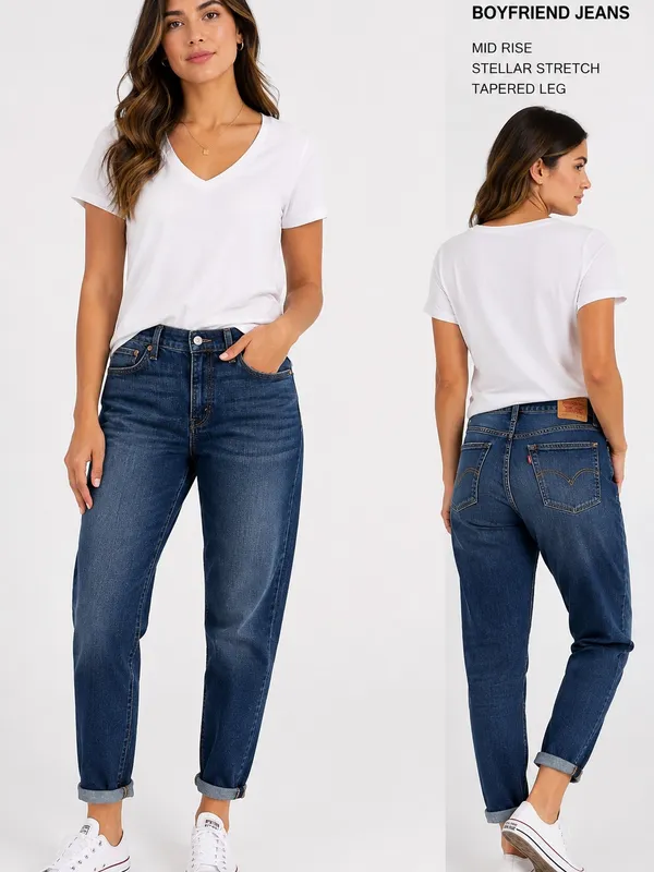Levi’s Boyfriend Jeans Women’s Size 30 Mid Rise Stellar Stretch Tapered Leg NWT - Image 2