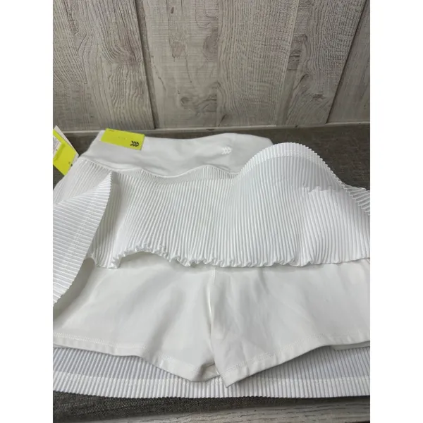All In Motion Women L White Textured Pleated Skort w/ Inner Shorts Tennis Resort - Image 5