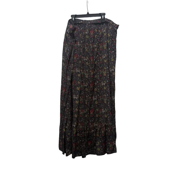 EQL by Kerrits Wild Horse Floral Button Front High Low Maxi Skirt Grey 1X NEW - Image 4