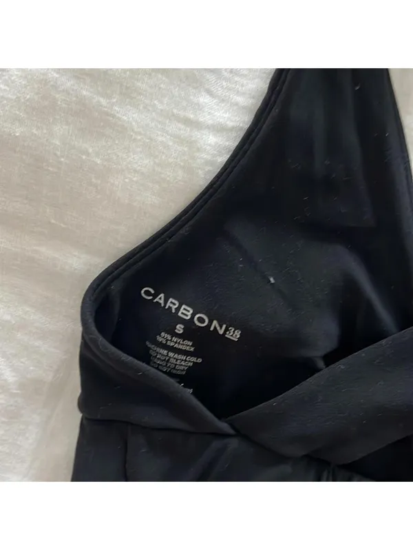 Carbon38 Black V Neck Criss Cross Strappy Black Sports Bra Size S - Image 4