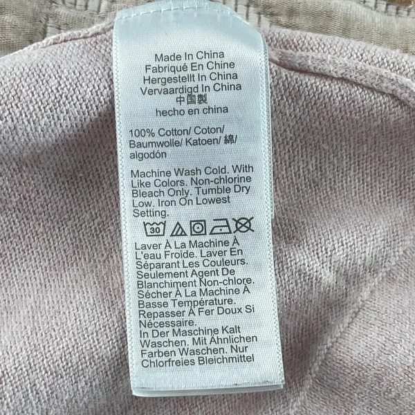 J.Crew Women's Light Pink Cotton Ruffle‎ Gingham Trim Keyhole Sweater Small - Image 4