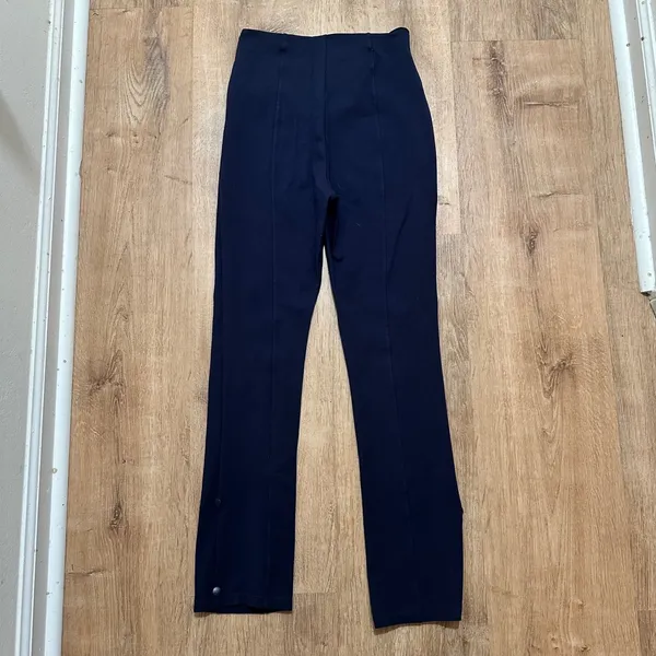 Halara |‎ Navy Blue Snap Ankle High Waisted Pintuck Straight Leg Pants, Size S - Image 2