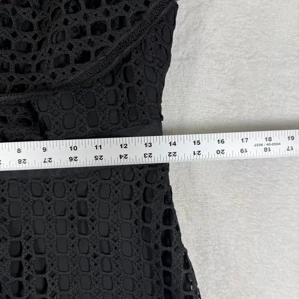 Gianni Bini Black Eyelet Lace Asymmetrical Ruffle Mini Dress Size 6 LBD Skater - Image 4