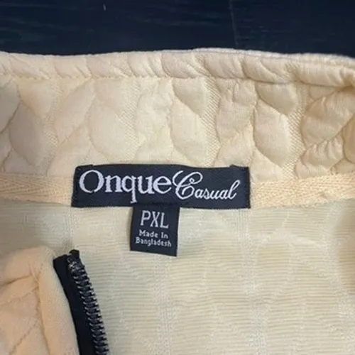 Onque Casual Women Petite XL Yellow Quilted Zip Up Jacket Mock Neck 5042125-4 - Image 2