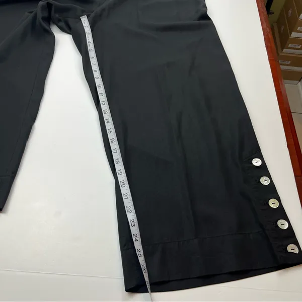 John Mark Black Wide-Leg Cropped Pants Button Accents Womens Large Tencel‎ *FLAW - Image 6