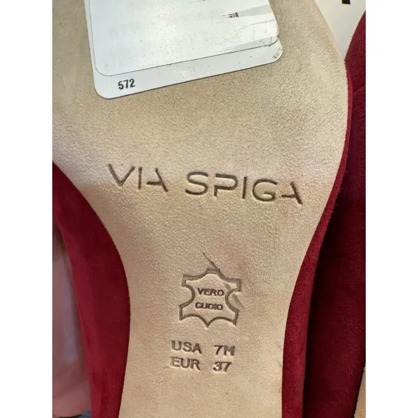 Via Spiga Medora Pointed Pumps Size 7 Poppy Red‎ Suede Pointed Toe Display - Image 9