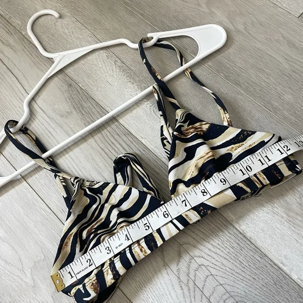 Skatie Bikini Top marble zebra print triangle womens Black Gold small swim beach - Image 4