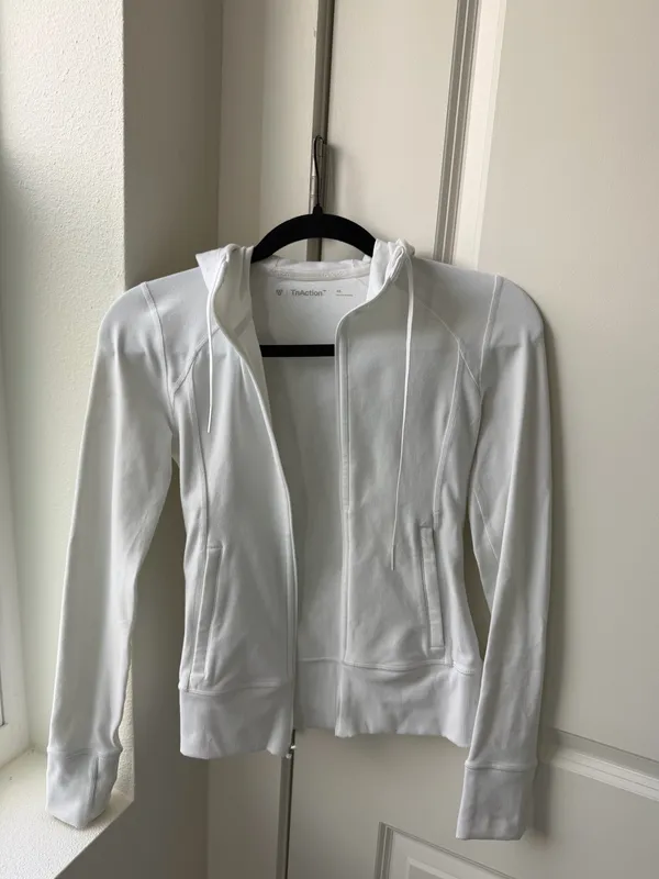 Aritzia TNA White Zip up Jacket - Image 3