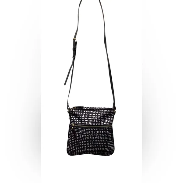 Cross body purse Black and white pattern with Gold Plated Hardware - Image 4