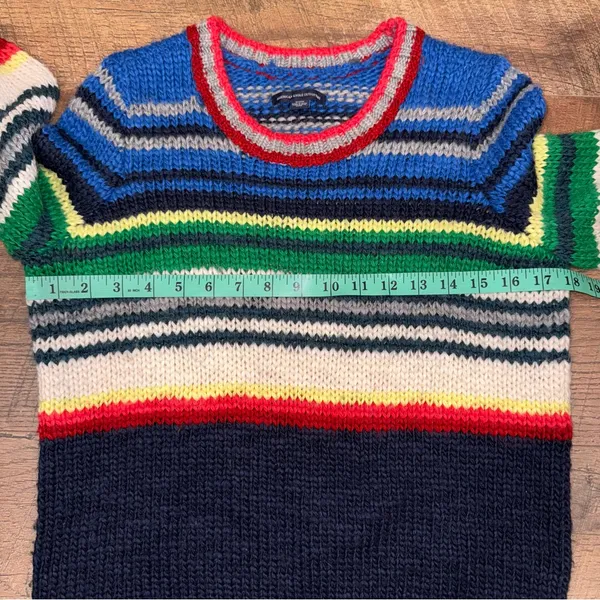 American Eagle Outfitters Colorful Wool-Blend Striped Knit Sweater Grandpa Core - Image 10