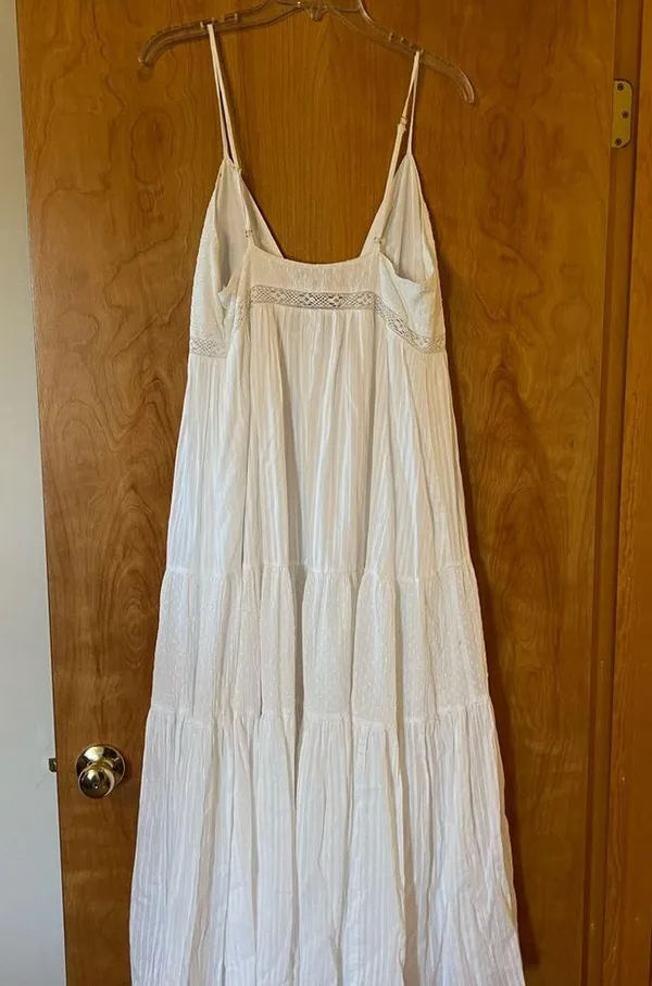 Lulus White Sleeveless Tiered Dress Boho Sexy Prairie Cottagecore Large FLAWS - Image 14