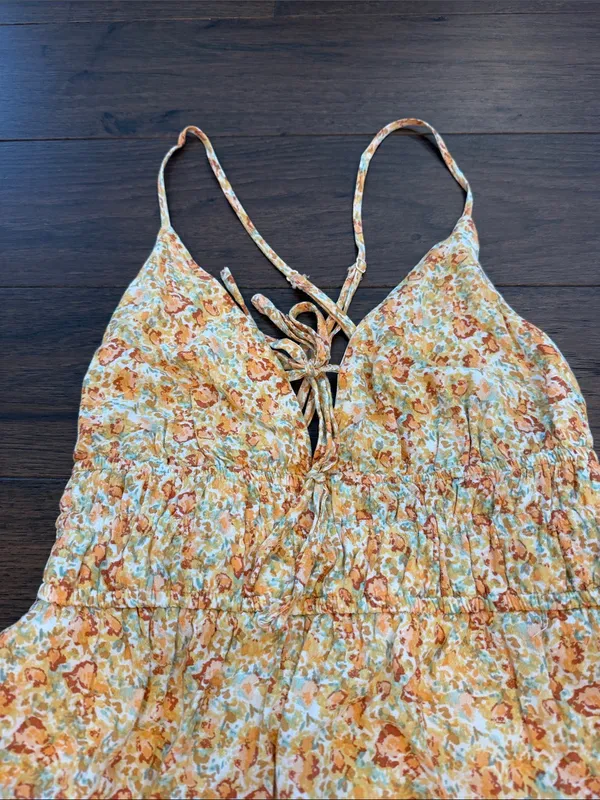 Garage Yellow & Orange Floral Smocked Romper Size XS - C33-042 - Image 4