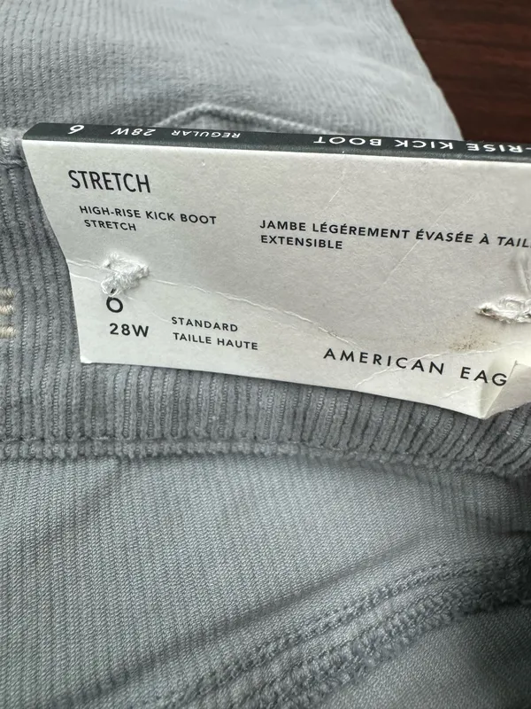 NWT American Eagle Stretch High-Rise Kick Boot Grey Corduroy Pants Size 6 - Image 8