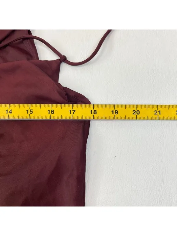 NWOT Farm Rio Ruffled Sleeveless V-Neck Maxi Dress Burgundy Size S - Image 15