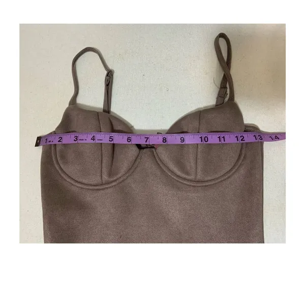 Women's Windsor Faux Suede Spaghetti Strap Party Dress Oatmeal Brown Size XS - Image 4