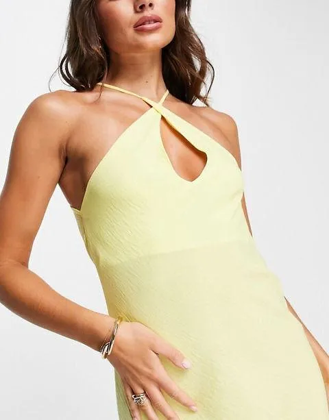 ASOS DESIGN Wrap Neck Maxi Dress with Thigh Split. Size 6 - Image 3