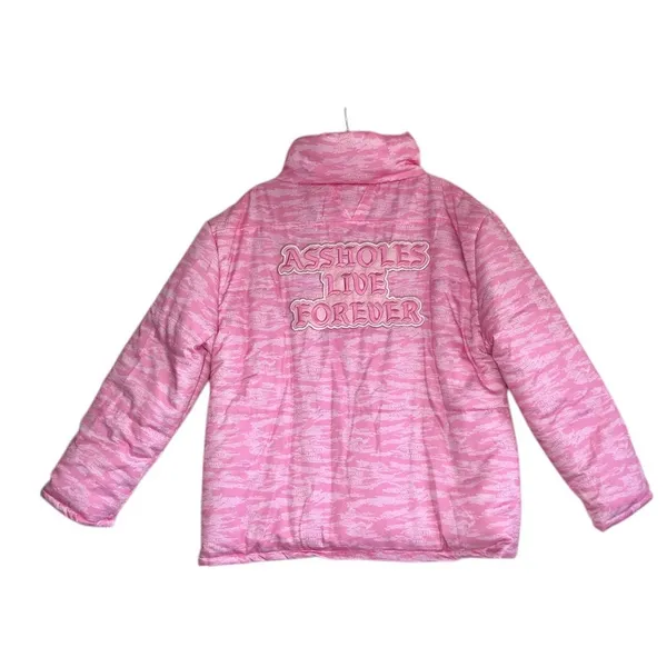 ASSHOLES LIVE FOREVER Tiger Camo Embroidery Puffer Jacket Sz M Pink Rare City - Image 5