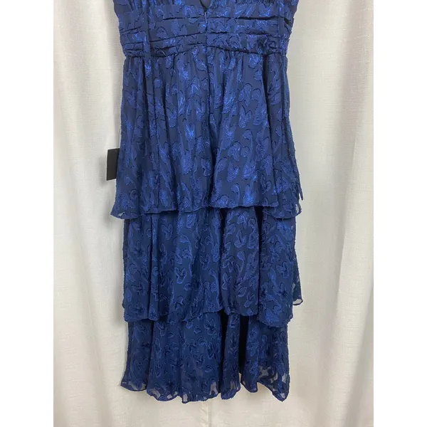 Lulus Navy Blue Make It Mesmerizing Jacquard Tiered Midi Dress Sz.L NWT - Image 13