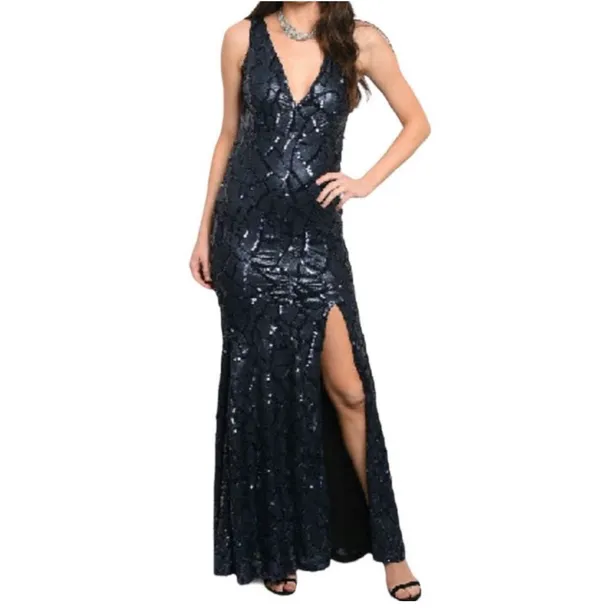 Boutique Prom Black/Rose Gold Sequin Dress - Image 8