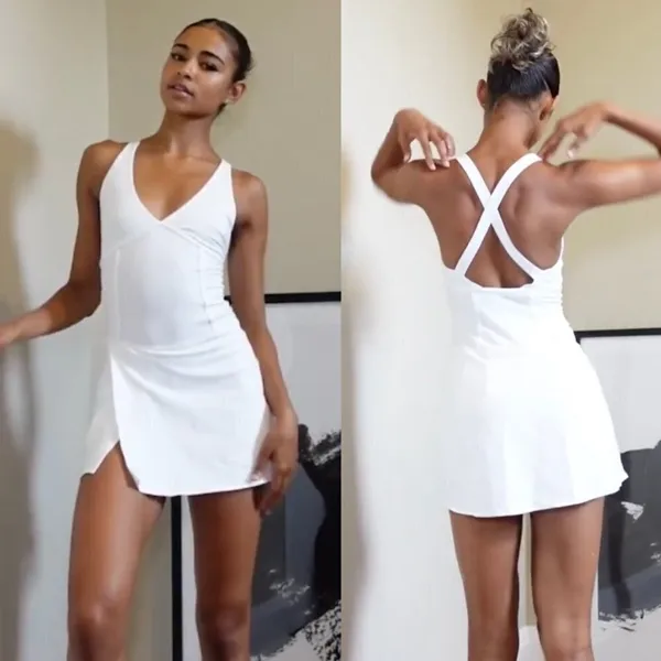 FREE PEOPLE FP Movement Drop Shot Minidress in White Size X-Large - Image 4