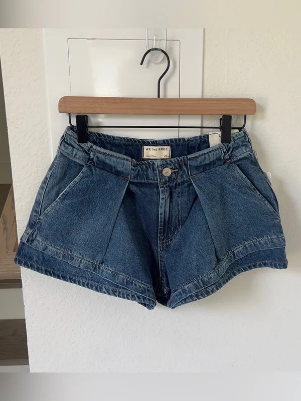 Free People We The Free CRVY Low Ryder Shorts - Quincy Blue - NWT New - Image 2