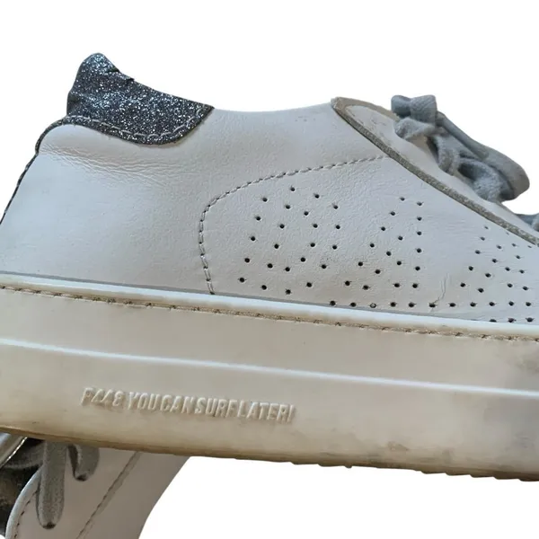 P448 John Sneaker UK 37 US 7 White Silver Glitter Low Top Distressed Luxury Core - Image 5